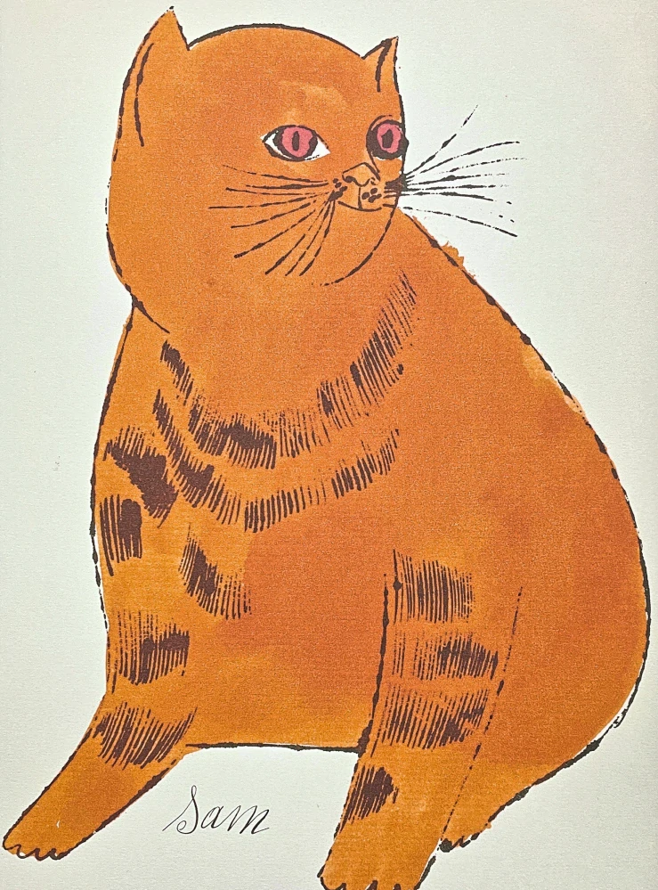 Andy Warhol - Cat Sam oranžový sedící x/100 - edice Leo Castelli s certifikátem