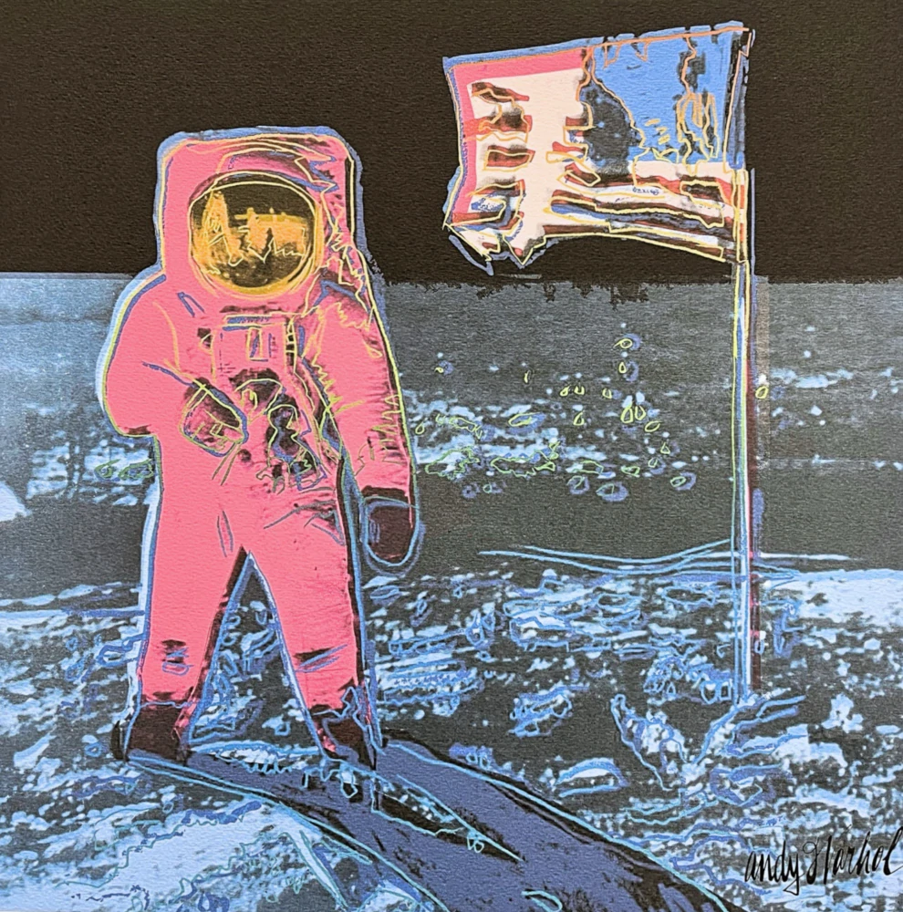 Andy Warhol - Moonwalk růžovo-modrý x/500 - signováno, 50x50cm, limitovaná edice CMOA s certifikátem