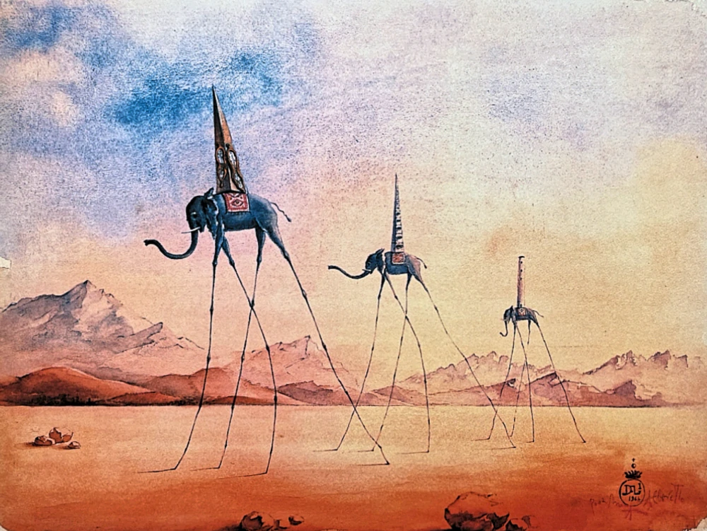 Salvador Dalí - Three Elephants - signováno, limitovaná edice, 50x66cm