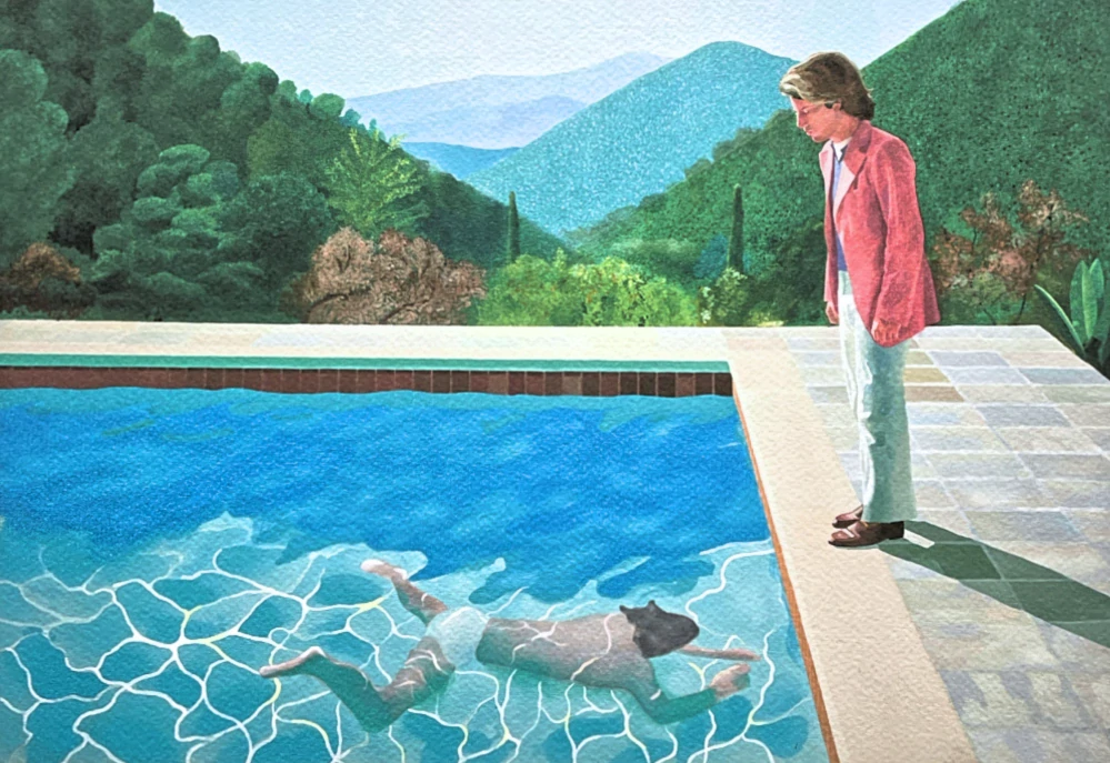 David Hockney - Portrait of an Artist (Pool with Two Figures) 26/200 - limitovaná edice, s certifikátem, 35x50 cm