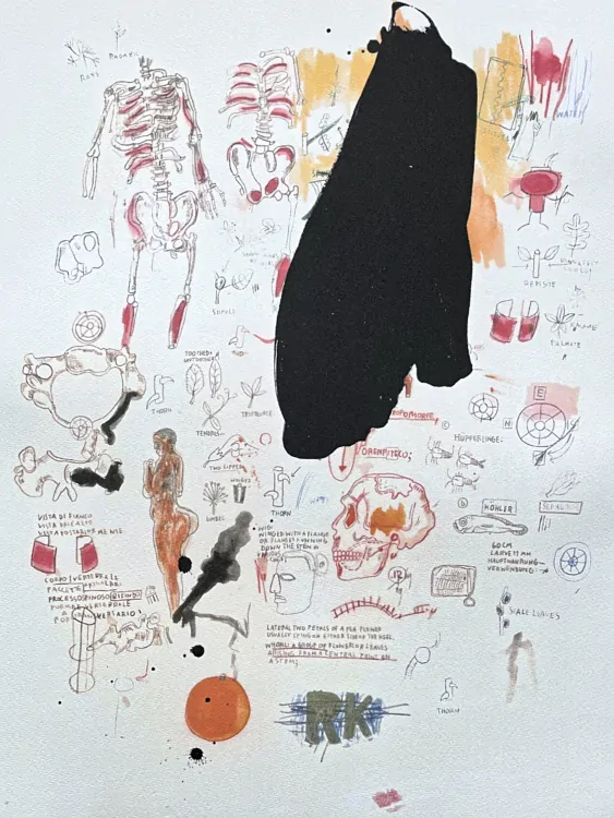 Jean-Michel Basquiat - Skull and bones 211/300 - limitovaná edice, signováno, 50x70cm