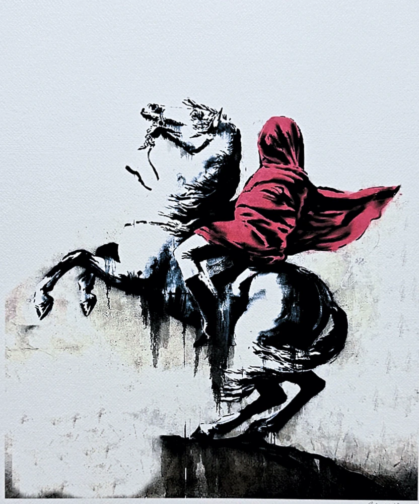 Banksy - Horse rider 83/150 číslovaná edice s certifikátem, 50x70cm