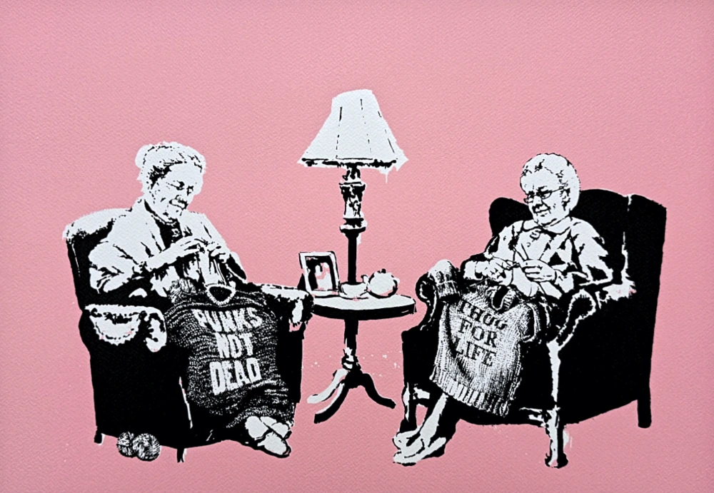 Banksy - Grannies 24/150 - číslovaná edice s certifikátem, 70x50cm
