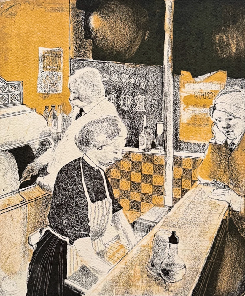 David Hockney - Fish and chip shop 40/200 - limitovaná edice, s certifikátem, 35x50 cm