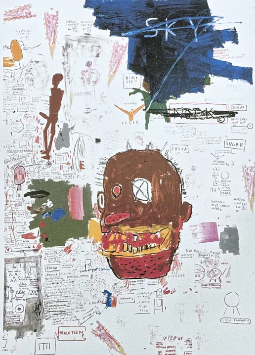 Jean-Michel Basquiat - Abstraction with head 115/300 - limitovaná edice, signováno, 50x70cm