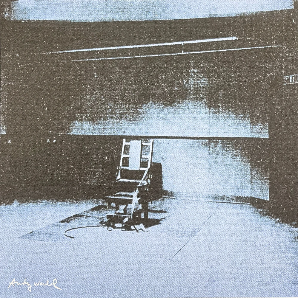 Andy Warhol - Electric chair modré 16/500 - signováno, 50x50cm, limitovaná edice CMOA s certifikátem