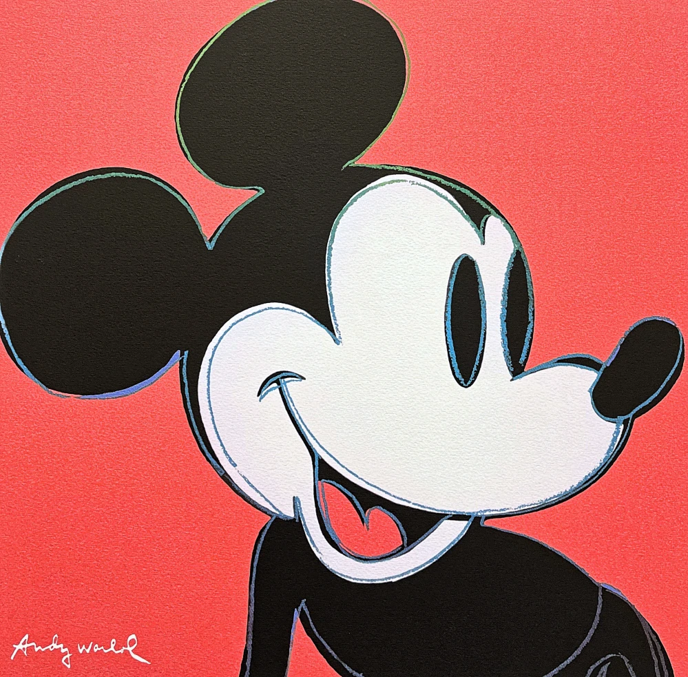 Andy Warhol - Mickey Mouse červený 122/500 - signováno, 50x50cm, limitovaná edice CMOA s certifikátem