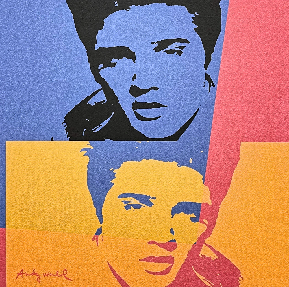 Andy Warhol - Elvis Presley modro-žlutý x/500 - signováno, 50x50cm, limitovaná edice CMOA s certifikátem