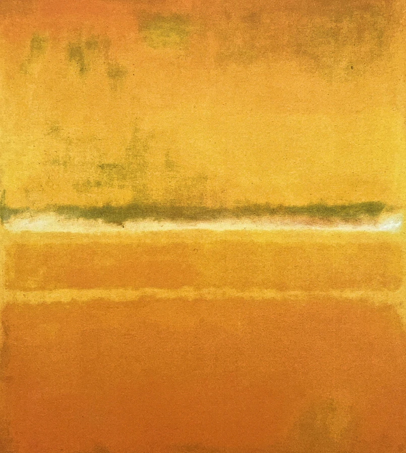 Mark Rothko - Yellow and orange with green stripe x/200 - signováno, s certifikátem, 50x65 cm