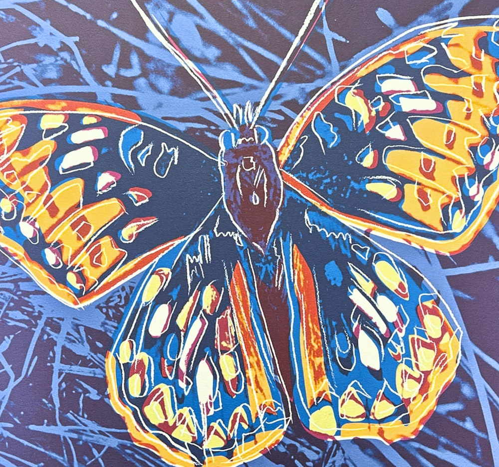 Andy Warhol - Butterfly modrý x/2400 - 60x60 cm, limitovaná edice CMOA s certifikátem