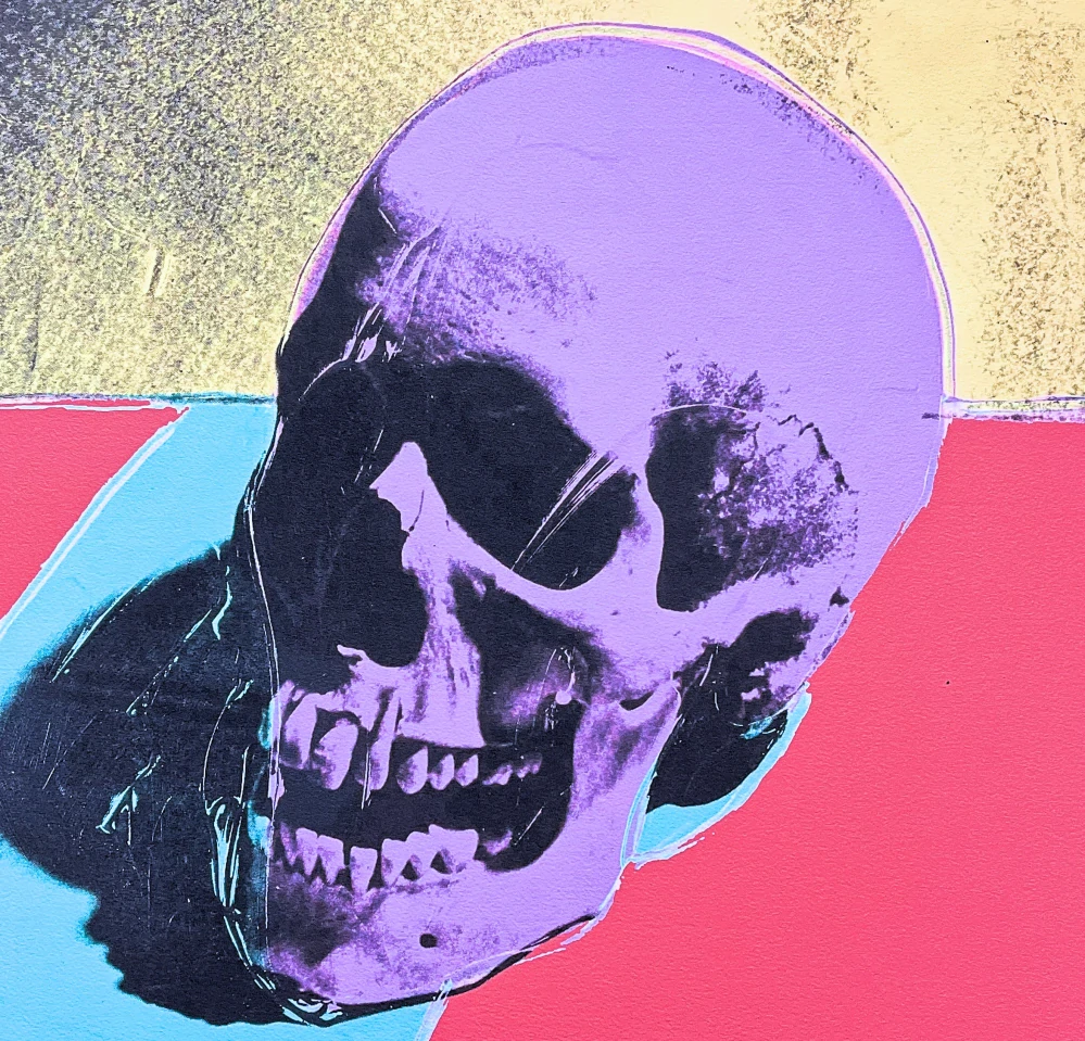 Andy Warhol - Skull na červeném pozadí 138/2400 - 60x60, limitovaná edice CMOA s certifikátem