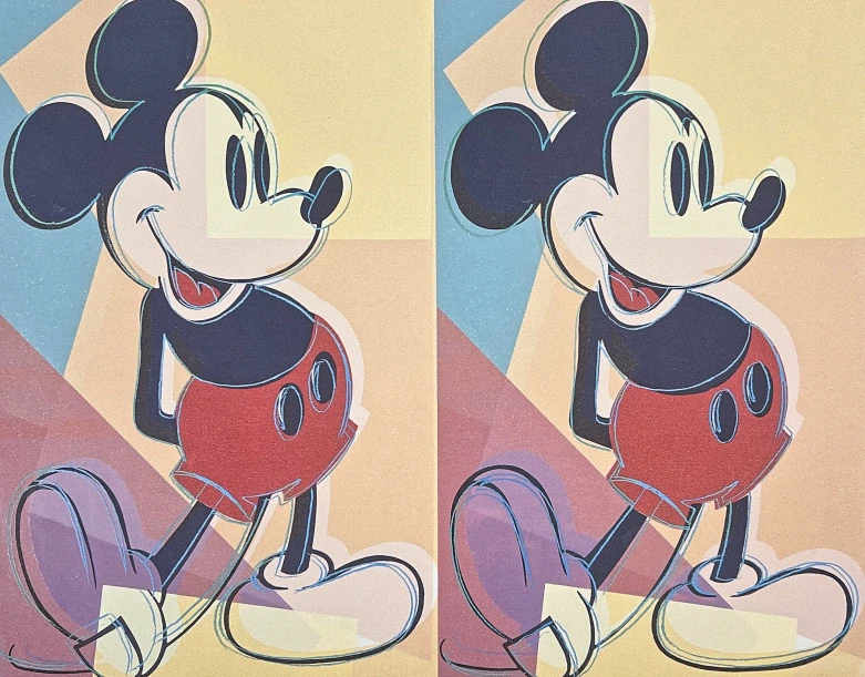 Andy Warhol - 2x Mickey Mouse 26/100 - edice Leo Castelli s certifikátem