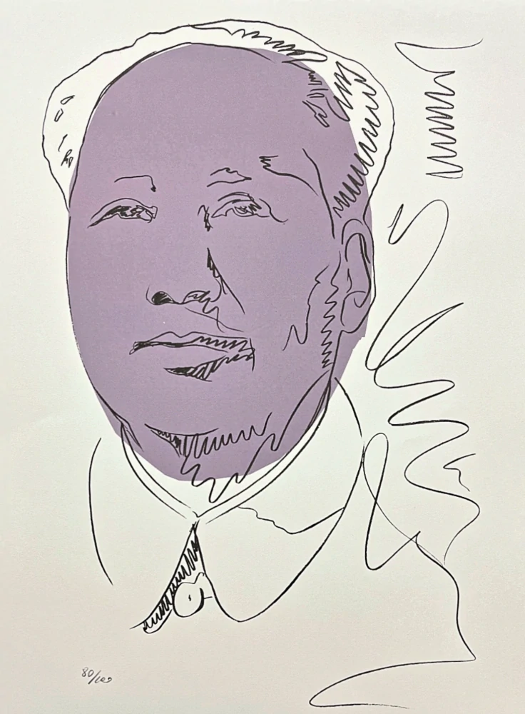 Andy Warhol - Mao Ce-tung kresba bílo-šedý 80/100 - edice Leo Castelli s certifikátem