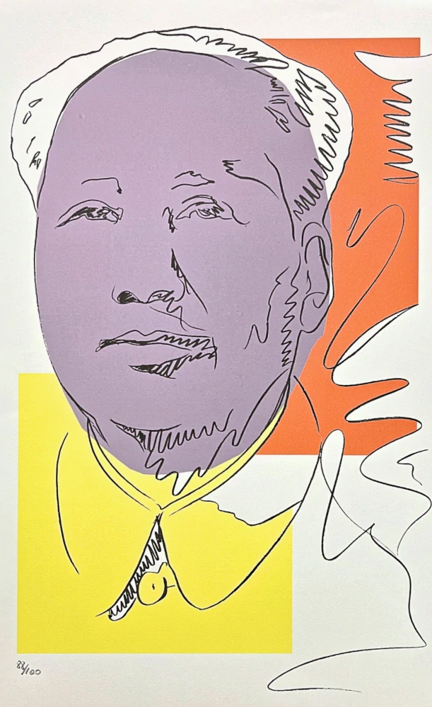 Andy Warhol - Mao Ce-tung kresba šedo-žlutý 88/100 - edice Leo Castelli s certifikátem