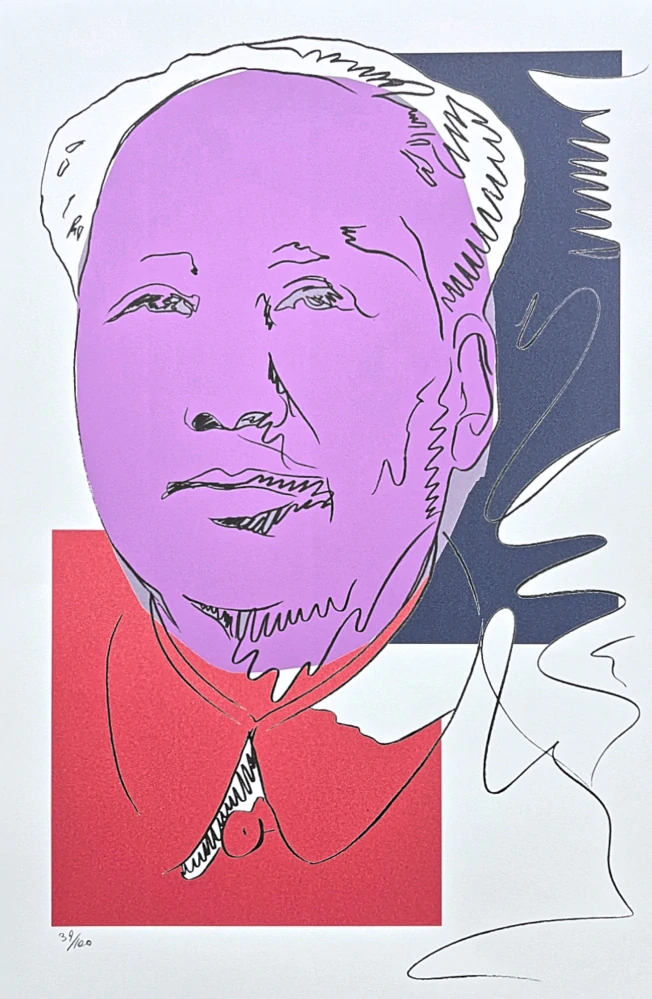 Andy Warhol - Mao Ce-tung kresba fialovy 27/100 - edice Leo Castelli s certifikátem