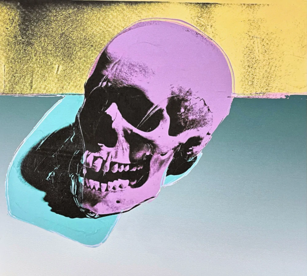 Andy Warhol - Skull na modrém pozadí 12/100 - edice Leo Castelli s certifikátem
