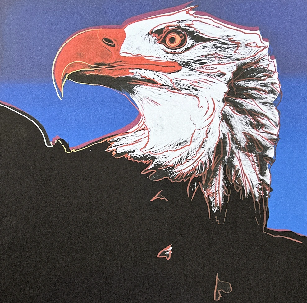 Andy Warhol - Bald Eagle modrý x/100 edice Leo Castelli s certifikátem