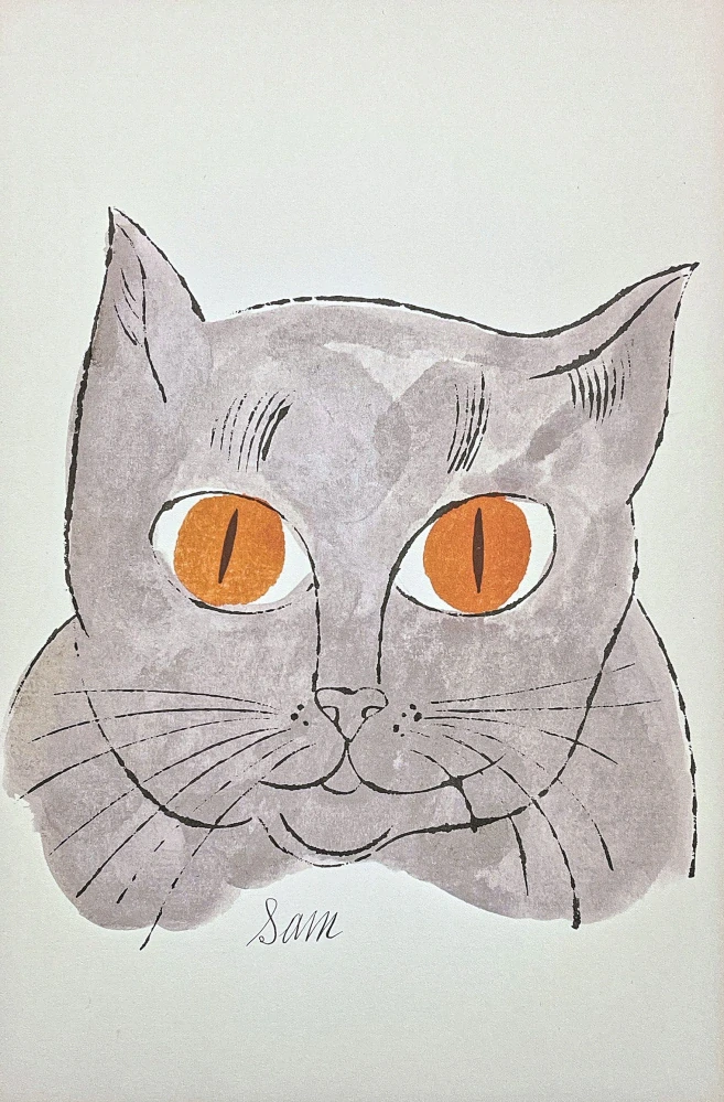 Andy Warhol - Cat Sam hlava šedý x/100 - edice Leo Castelli s certifikátem