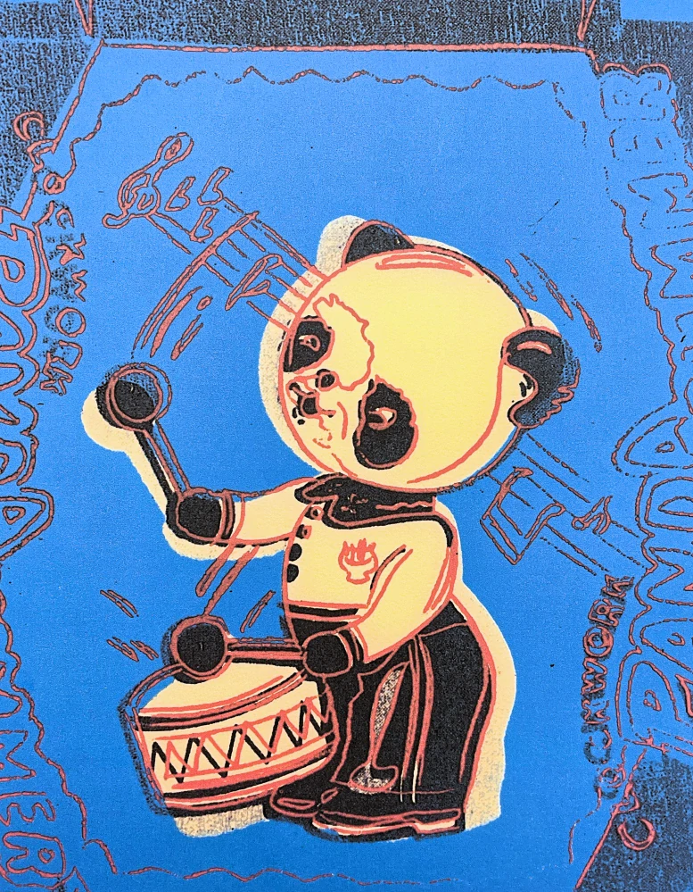 Andy Warhol - Panda Drummer modrý 36/100 - edice Leo Castelli s certifikátem