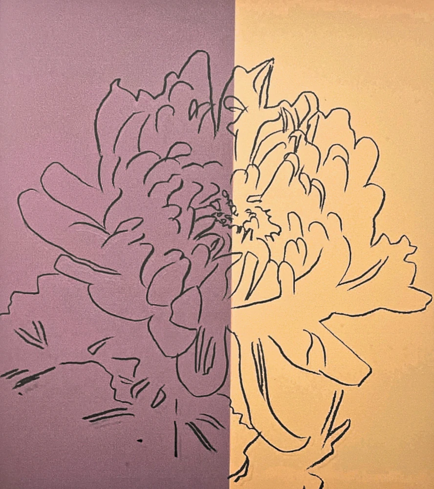 Andy Warhol - Chrysanthemum fialovo-béžová 91/100 - edice Leo Castelli s certifikátem