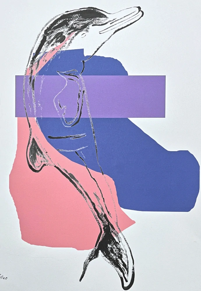 Andy Warhol - Dolphin - růžový 58/100 - edice Leo Castelli s certifikátem