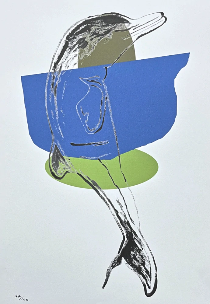 Andy Warhol - Dolphin - modro-zelený 74/100 - edice Leo Castelli s certifikátem