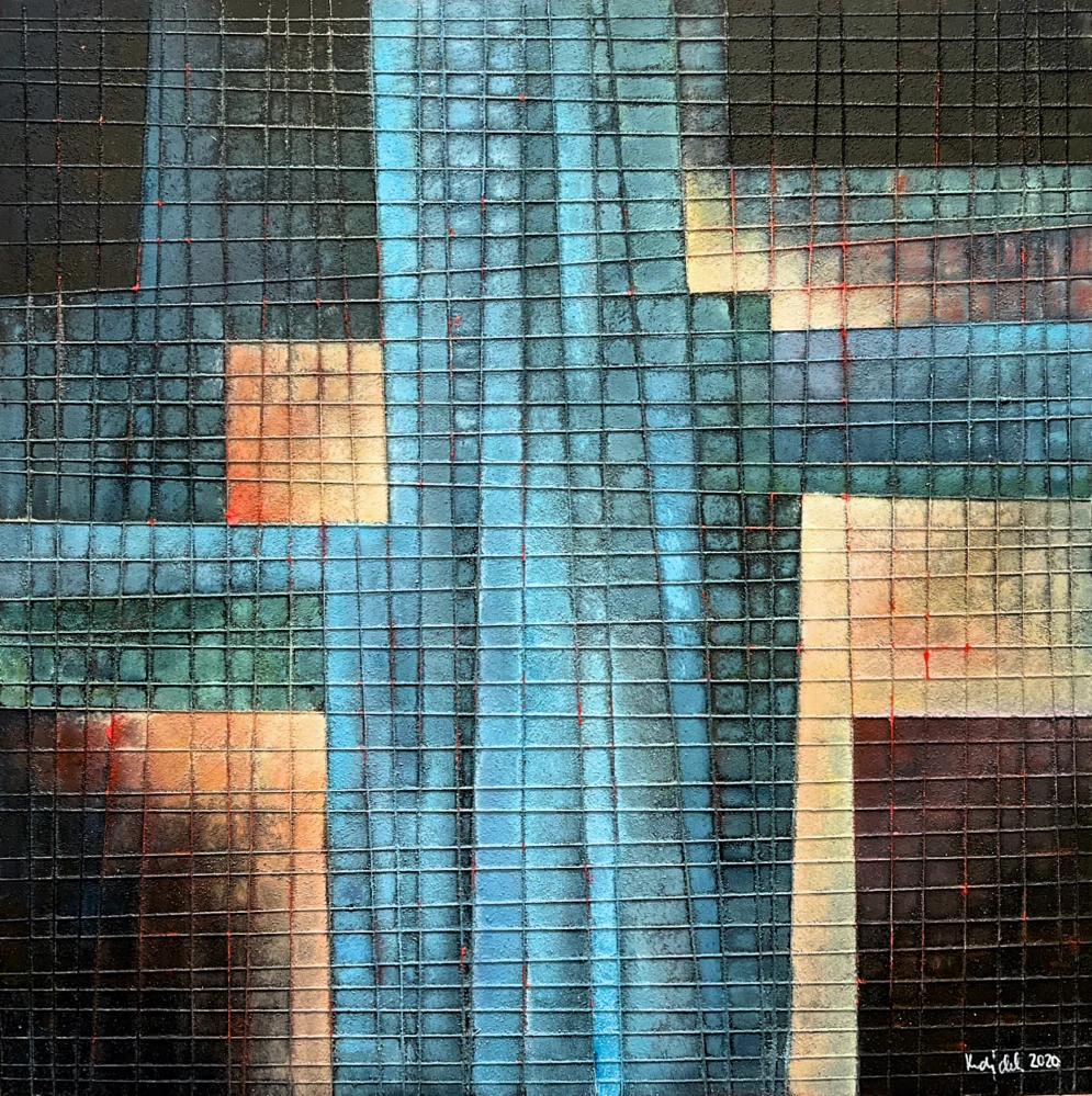 Karel Kodýdek - Jiskřička naděje - olej na plexiskle, signováno, rámováno, 50x50 cm