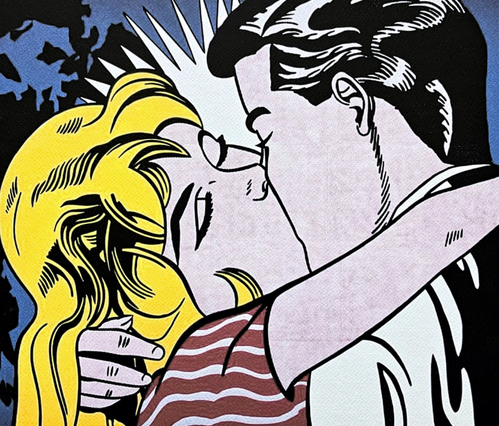 Roy Lichtenstein - The Kiss III - signováno, 50x35cm, limitovaná edice 10/150