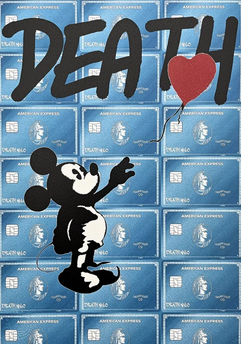 Death NYC - Mickey Mouse with balloon - limitovaná edice s certifikátem, 32x45cm