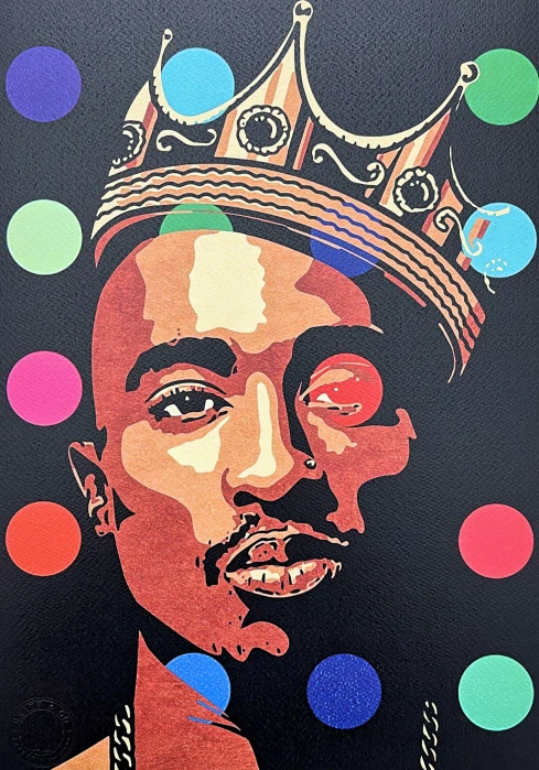 Death NYC - Tupac a crown - limitovaná edice s certifikátem, 32x45cm