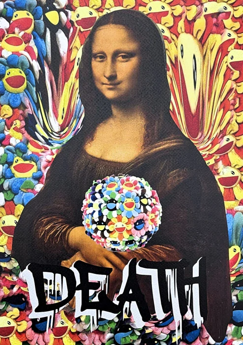 Death NYC - Mona Lisa with flowers - limitovaná edice s certifikátem, 32x45cm