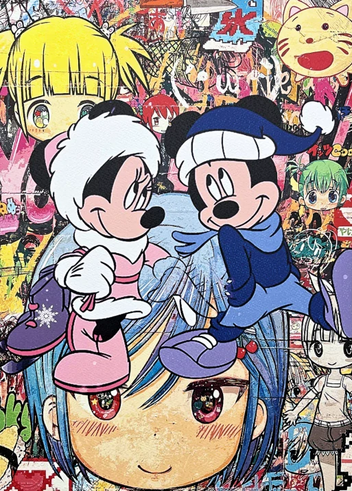 Death NYC - Mickey a Minnie winter - limitovaná edice s certifikátem, 32x45cm