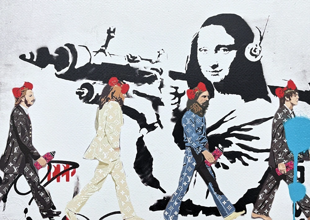 Death NYC - Mona Lisa, bazooka a Beatles - limitovaná edice s certifikátem, 45x32cm