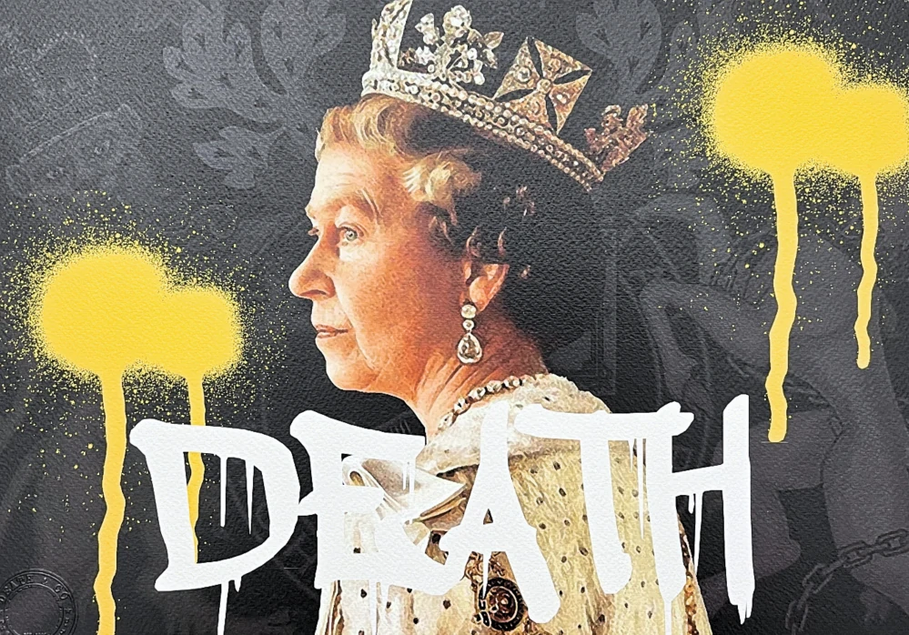 Death NYC - Queen Elizabeth II. - limitovaná edice s certifikátem, 45x32cm