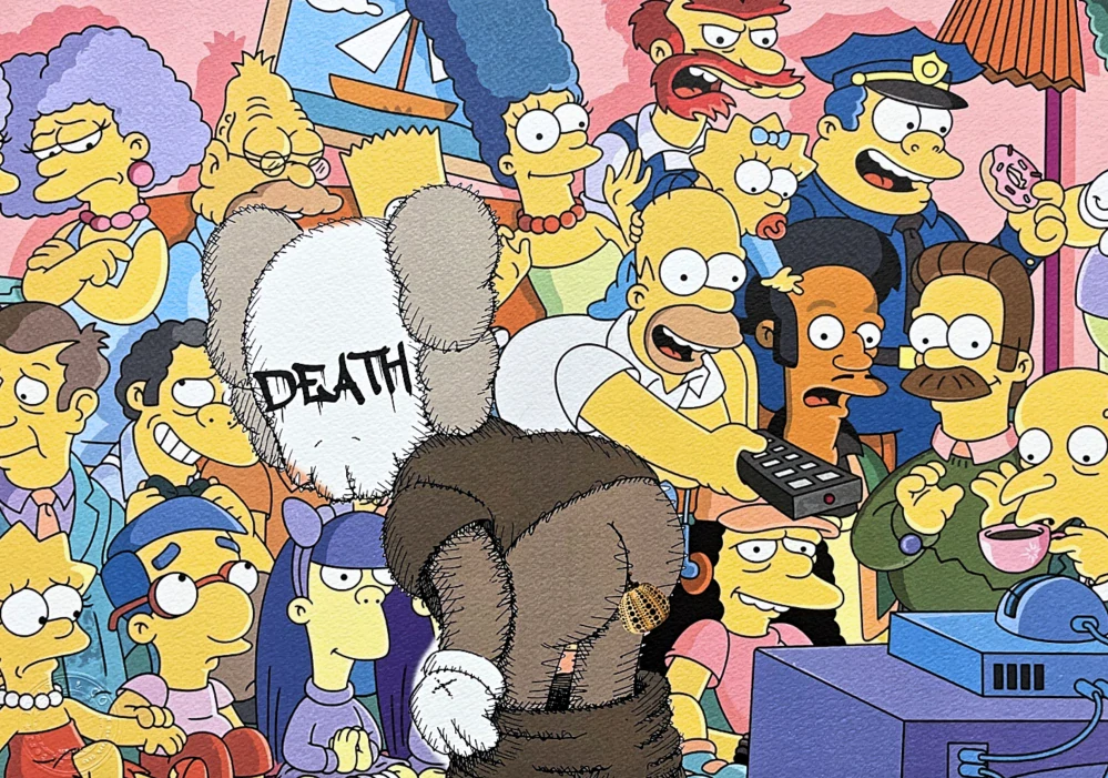 Death NYC - Simpsons a Kaws - limitovaná edice s certifikátem, 45x32cm