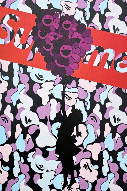 Death NYC - Girl with Murakami balloon modrý - limitovaná edice s certifikátem, 32x45cm