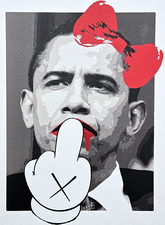 Death NYC - Barack Obama with red ribbon - limitovaná edice s certifikátem, 32x45cm
