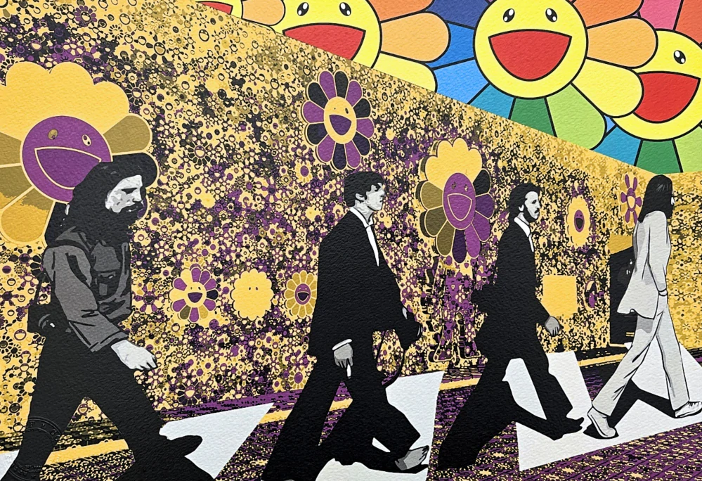 Death NYC - Murakami a Beatles Abbey Road - limitovaná edice s certifikátem, 45x32cm
