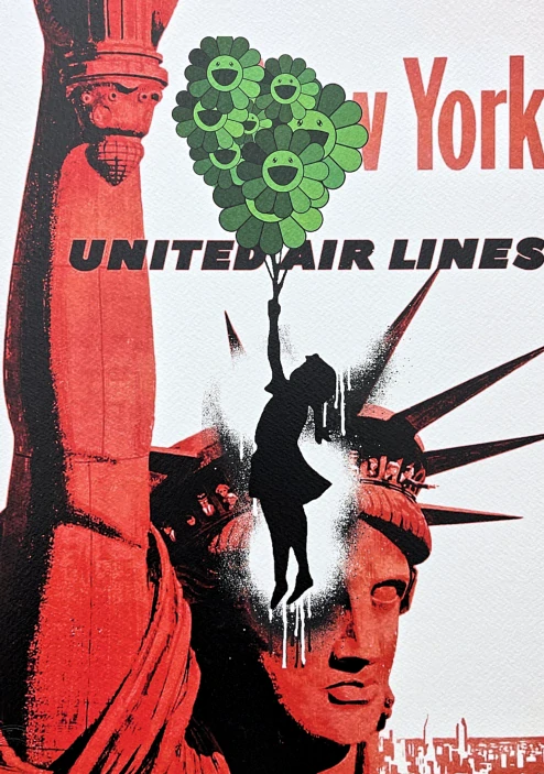 Death NYC - Statue of Liberty a girl with balloon - limitovaná edice s certifikátem, 32x45cm