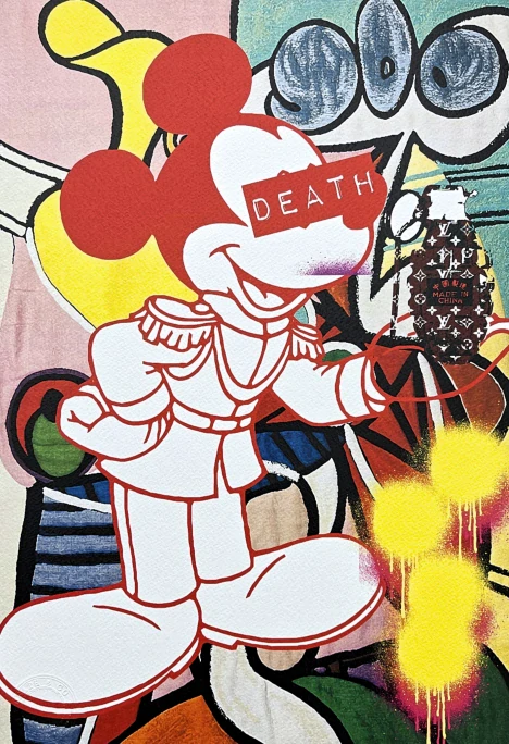 Death NYC - Mickey Mouse a grenade - limitovaná edice s certifikátem, 32x45cm