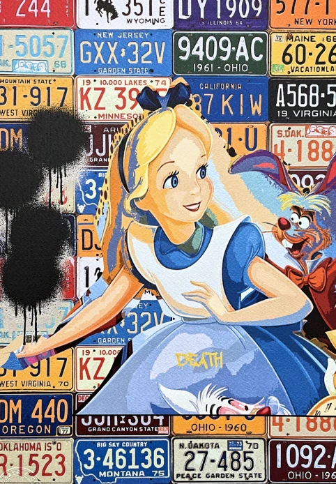 Death NYC - Alice with Licence plate - limitovaná edice s certifikátem, 32x45cm
