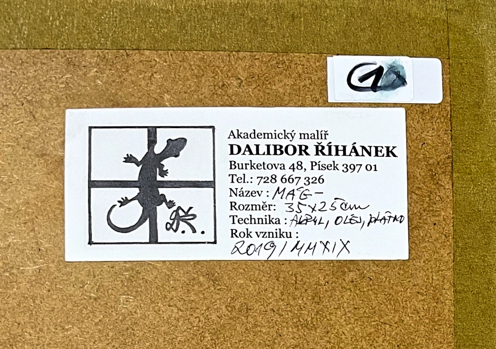 Dalibor Říhánek - Mág - plátno + olej a akryl, rámováno, zaskleno