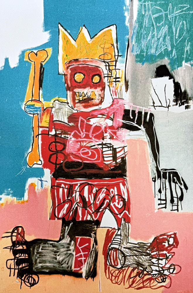 Jean-Michel Basquiat - Yellow Crown King 78/300 - limitovaná edice, signováno, 50x70cm