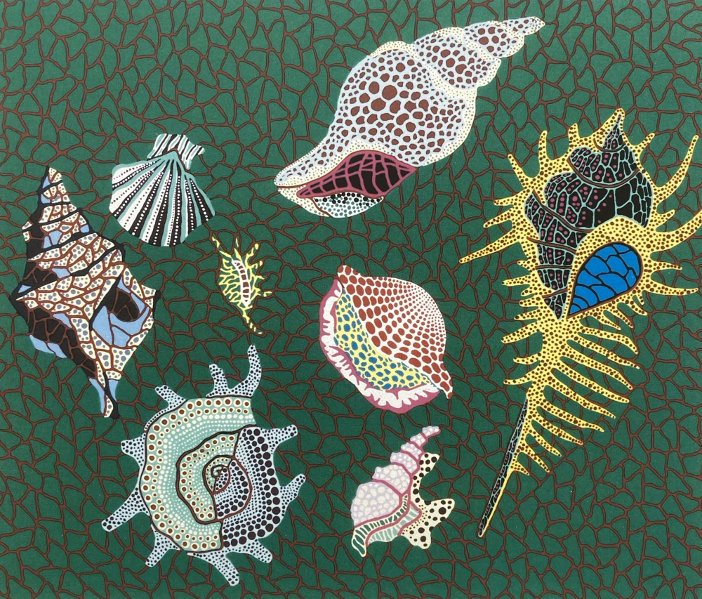 Yayoi Kusama - Shellfish 70/500 - signováno, číslovaná edice, 50x65 cm