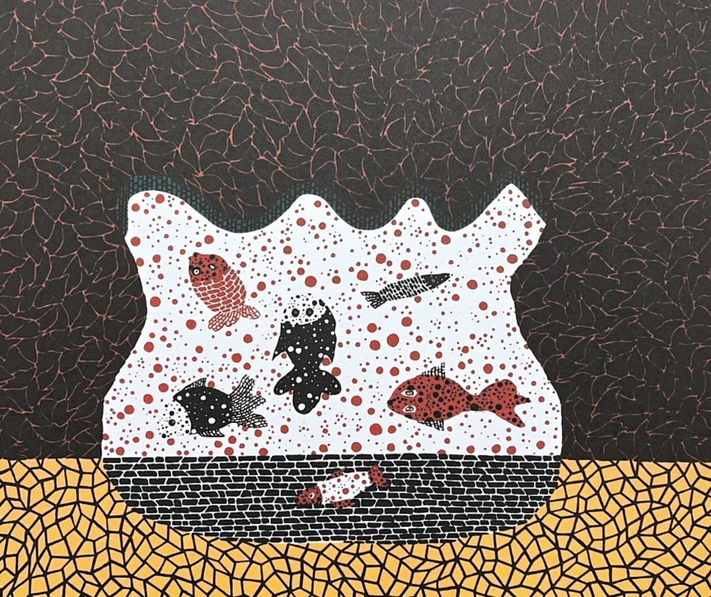 Yayoi Kusama - Goldfish Bowl 14/500 - signováno, číslovaná edice, 50x65 cm