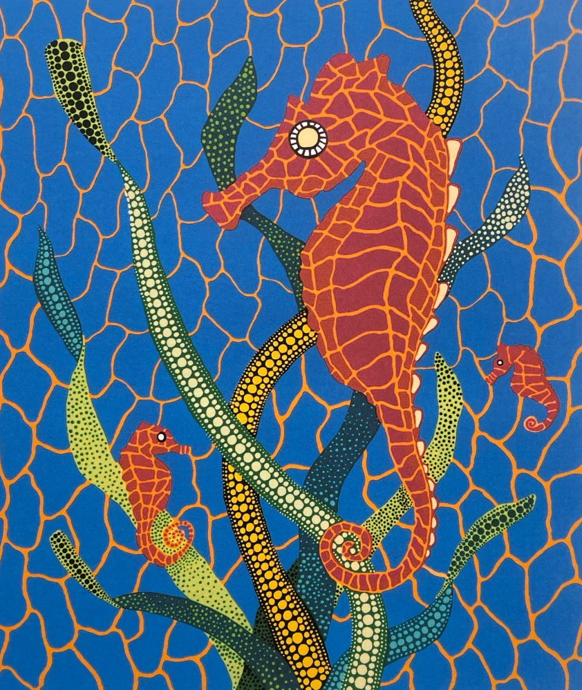 Yayoi Kusama - Seahorses 100/500 - signováno, číslovaná edice, 50x65 cm