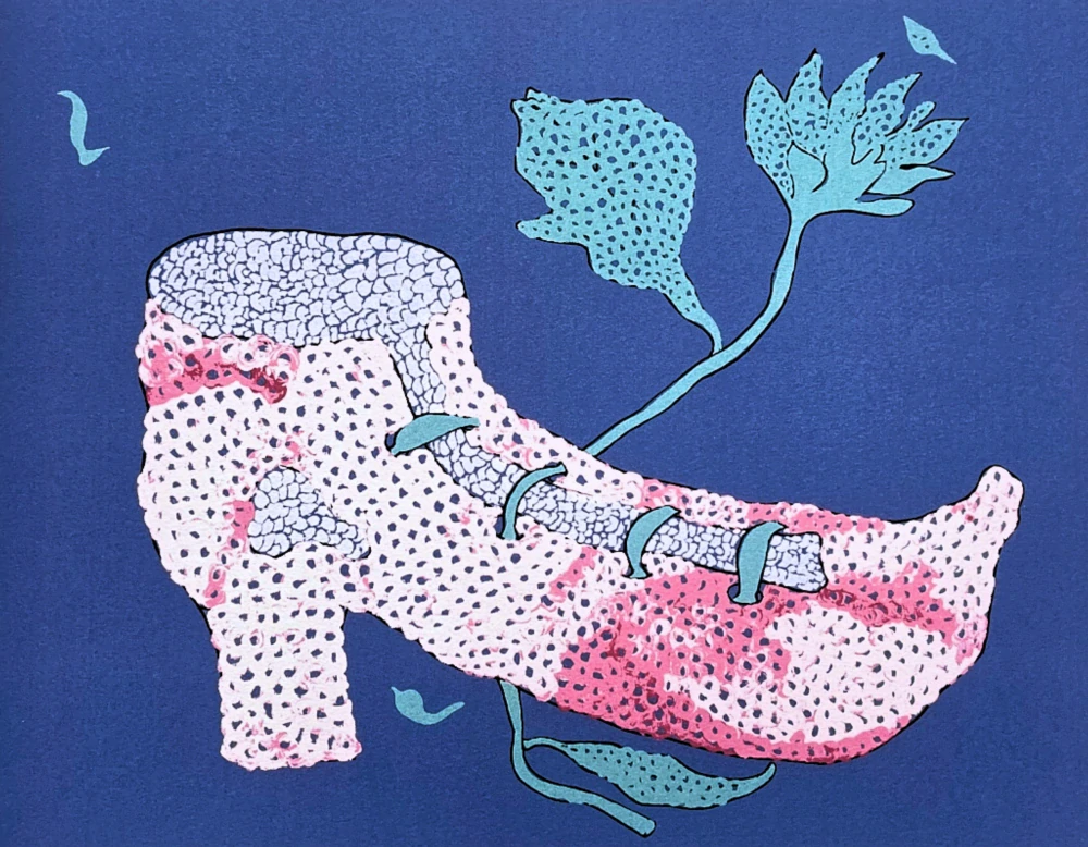 Yayoi Kusama - Going to the filed with shoes x/500 - signováno, číslovaná edice, 50x65 cm