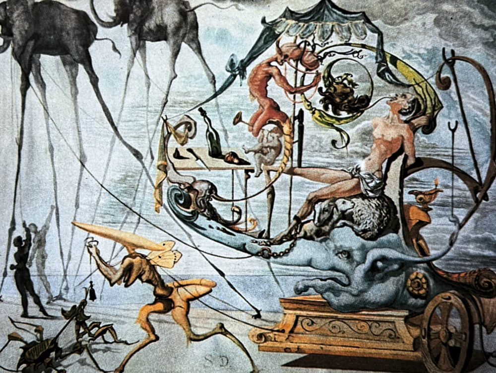 Salvador Dalí - The Chariot of Bacchus - signováno, limitovaná edice, 66x50cm