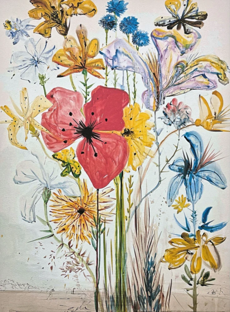 Salvador Dalí - Summer flowers - signováno, limitovaná edice, 50x66cm