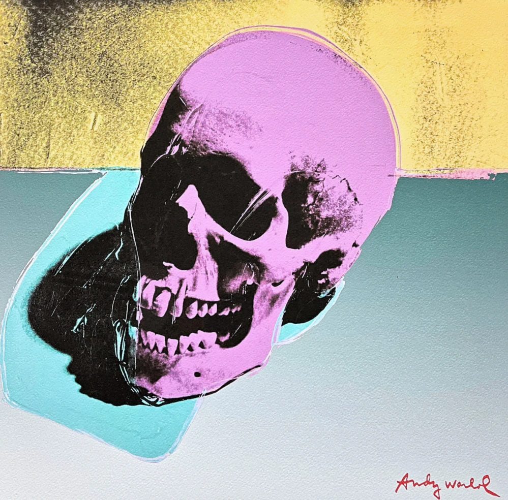 Andy Warhol - Skull na zeleném pozadí x/500 - signováno, 50x50cm, limitovaná edice CMOA s certifikátem